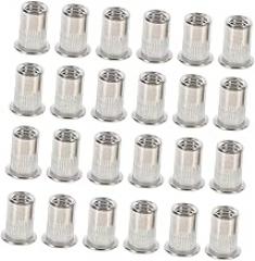 70pcs Stainless Steel Flat Head Rivet Nuts Threaded Insert Nutsert for Machinery Furniture Electronics Fast Riveting Process Embedded Installation