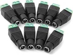 JacobsParts Female DC Power Jack Screw-on Wire Connector 5.5mm x 2.1mm for 12V/24V LED Strip and Electronics (10 Pack)