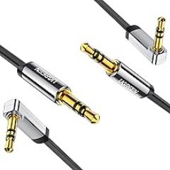 UGREEN 3.5mm Audio Cable Stereo Aux Cord 90 Degree 24K Gold Plated Male to Male 3FT Bundle with 1.5FT