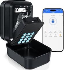 Smart Lock Box for Keys with Code – Bluetooth & PIN Code Unlock, APP Controlled Electronic Key Lockbox for Outdoor, Generate eKeys & Passcodes Remotely for Airbnb Home Office Landlord (Wall Mounted)