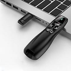 Presentation Clicker for PowerPoint, 2.4GHz USB Wireless Presenter Remote with Volume Control, Clicker Slide Advancer for Laptop, Black