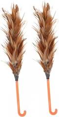 2pcs Chicken Plume Duster with Handle Lightweight Supple Cleaning Supply for Home Dusting Blinds Furniture Electronics High Reach Areas