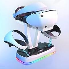 RGB PSVR2 Charging Station Stand, PlayStation VR2 Charge Dock with 3 Type-C Connector & Type-C Cable for PS5 VR2 Accessories
