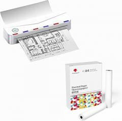 Phomemo Portable Inkless Wireless Printers for Travel, M836 Portable Printer with 2Rolls A4 8.27