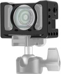 Andoer Camera Vlog Cage Aluminum Alloy Protective Camera Cage with 1/4 3/8 Inch Screw Holes Compatible with Sony RX0 II Digital Camera Microphone Tripod Fill Light