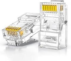 RJ45 CAT5E Connector Straight Through Ethernet Cable 30μ Crystal End Gold Plated Modular Plug(10PCS)