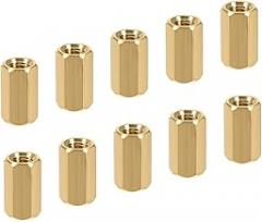 YOKIVE 10 Pcs M5 Spacers, Brass Hex PCB Standoffs Nuts, Keep Height Consistent, Great for Motherboard, Circuit Board, Electronics (Gold Tone, 10mm)
