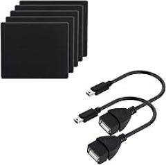 SaiTech IT 5 Pack 2mm Mouse Pad Bundle with 2 Pack Mini USB OTG Cable - Black