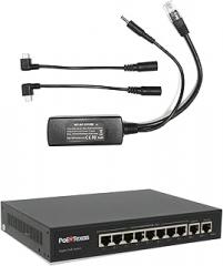 PoE Texas 802.3af Power Over Ethernet PoE Splitter + MicroUSB Connectors and 8 Port PoE Switch