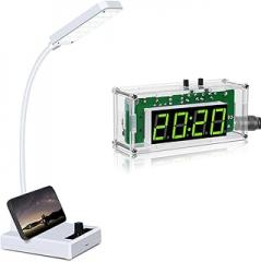 MiOYOOW LED Desk Lamp and 4-Digit Digital Clock Kit with Acrylic Shell, Soldering Project DIY Electronics Soldering Practice Kit for College High School Education and Daily Use