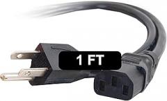 C2G 1FT Replacement AC Power Cord - Power Cable for Electronics, TV, Computer, Printer, Radio, Monitor, Samsung, Dell, Vizio, LG, Asus, Laptop and More (24240)