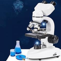 Binocular Microscope with Electronic Eyepiece - 6000X/10000X/20000X Students Biological Microscope for Laboratory School,Dual Power Supply,Can Take Photo and Video,6000X
