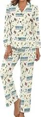 Electronic Keyboard Pajamas for Women Set Long Sleeve Loungewear Sets L