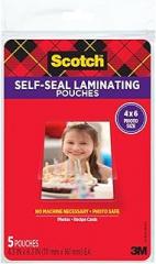 Scotch PL900G Self-Sealing Laminating Pouches, 9.5 mil, 4 3/8 x 6 3/8 Inches, Photo Size, 5-Pack – Durable, Clear Lamination for Photos and Small Documents