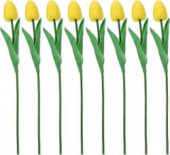 Milisten 8pcs Yellow Artificial Tulip Flower Decor Bouquet Set, Mini Faux Tulips with Pu Plastic Material for Home Living Room DIY Flower Arrangement
