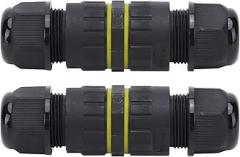 Tyenaza 2Pcs Connector FlameRetardant Outdoor Electronic Cable Joint 2Pin IP68 M162P (7-10mm)