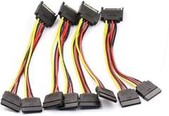 4pcs SATA Power Splitter Cable,15 Pin Male to 15 Pin Dual Female Power Cable 8 Inches