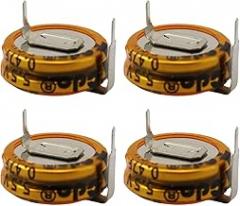 4PCS Faraday Capacitors 5.5V 0.47F 10mm Pitch H Type Button Supercapacitors 0.47x0.49x0.35 inches for Electronic Clocks Mobile Phones Car Audio and Small Current Applications