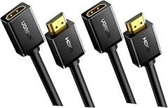 UGREEN HDMI Extension Cable (1.5FT Bundle with 3FT) HDMI Male to Female Adapter Cord Compatible with Roku TV Stick PS5 PS4 Xbox Laptop PC Nintendo Switch