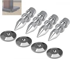 4 Pcs Speaker Spike Set, Silver Copper Anti Scratches Speaker Spikes Stand Foot HiFi Speaker Shockproof Cone Base Pads, for HiFi Speakers or Speaker Frame
