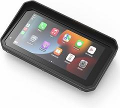 Motorcycle GPS Navigation Screen 5.99in IPS Touch Display with 1080P Dual Dash Cam, Wireless CarPlay & Android Auto, Bluetooth/WiFi, IP67 Waterproof, GPS Tracking, Hands-Free Voice Control