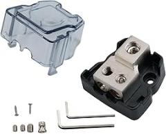 Car Audio Power Distribution Block – -in/2-out, in/3-out or -in/4-out Ground Junction Box for Modified Cars, Caravans & Yachts – Zinc Alloy + ABS, 0GA to 4GA / 4GA to 8GA Wiring(4GA IN + 2 x 8GA OUT)