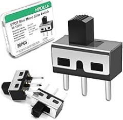 20 Pcs SPDT Micro Slide Switch 3 Pin 2 Position,Small 5mm Vertical Toggle Switch 1P2T,Silver-Black Mini On-Off Switch Available for Electronic Projects, Arduino Switches