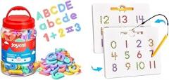 GAMENOTE Magnetic Number Tracing Board + JoyCat Magnetic Letters and Numbers, ABC 123 Alphabet Fridge Magnets for Toddlers & Kids