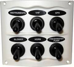 Marinco Waterproof Panel - 6 Switches - White
