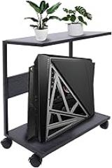 YIYIBYUS Computer Tower Stand, 2-Tier Shelf CPU Holder, Under Desk PC CPU Stand with Lockable Caster Wheels for School Office Home, Oversized Gaming PC’s, Printers, Gaming Systems Black