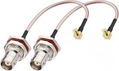 DHT Electronics RF coaxial coax cable assembly BNC female to MCX male right angle 6'' Pack of 2
