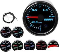 AD Turbo Boost Indicator 2 Inch 52MM Turbo Boost Gauge 7 Colors Backlight Car Trackier Metier for Vehicles Automobiles 12v Boost Detector Seins0r New 2026 High for Reliable Electronic Component