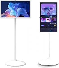 Smart Portable TV, 8G +128G Storage, Android OS, 8000mAh, Rolling TV on Wheels with Rotatable Touch Screen, Built-in Battery, Rotation, Support Landscape/Portrait, Voice Remote 22inch