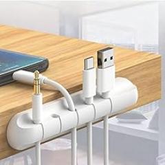 Cable Management Wire Organizer Clips - PE Material 4.5'' 5 Slots for Desk and Office Use, USB Cables and Electronic Accessories Holder