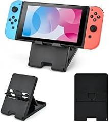 DLseego Switch Stand Suitable for Switch OLED/Switch/Switch Lite, Cute Angle Adjustable Holder Kickstand, Portable Foldable Non-Slip Non-Shake Anime Kawaii Bracket with 4 Height Settings - Black