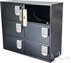 FixtureDisplays® Black Cell Phone Locker Charging Station Public & Private Use Keypad Electronic Lock Access Control 22.3 X 19.37 X 7.99