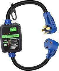 Kanayu 2ft 3600J Surge Protector 50 Amp to 30 Amp RV Adapter Cord Compatible with NEMA 14-50P to TT-30R, 4 Prong to 3 Prong RV Power Cord with Overload Protection, STW 10 AWG/3C, ETL Listed