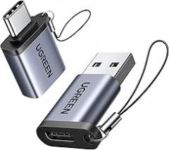 UGREEN USB to USB C Adapter 2 Pack,10Gbps USB C Female to USB Male Adapter Thunderbolt Compatible with iPhone 16 15, MacBook, iPad, Samsung Galaxy,Apple MagSafe Watch 9/8