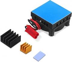 Brushless CPU Cooling Fan with Aluminum Heatsink Silicone Pad Heat Dissipation Fan for 4B/3B+ Development Board Electronics Cooling Accessory