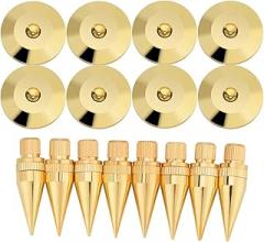 8 Pairs 6 x 36mm Copper Speaker Spike Isolation Feet, High - Grade Plated Base Pads with Balance Nut for Speakers, Amplifiers, Turntables and Audio Equipment
