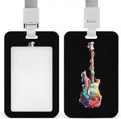 Colorful Electronic Guitar Funny Badge Holder with Lanyard Name ID Card Tag Work Badges