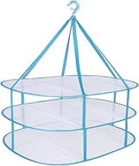 Milisten Breathable Foldable Drying Net for Clothes, 3-Layer Blue Mesh Hanging Rack, Multi-Functional Laundry Drying Tent for Indoor and Outdoor Use