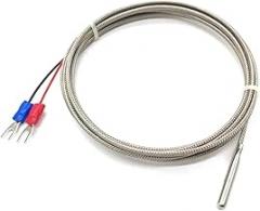 Thermocouple Thread Type K 1~10M Probe Type Shielded Braide Wire Temperature Sensor 1Pcs(K Type 1 M)