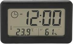 TOPINCN Digital Alarm Clock, Electronic Desk Clock with Temperature and Humidity Display, Portable Small Desktop Clock, Large Display Digital Calendar Clock for Bedroom Living Room