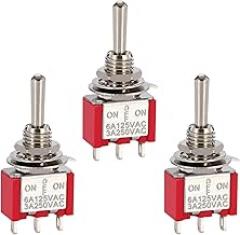 3pcs SPDT Toggle Switch 3 Position 3 Terminal Miniature (ON)/Off/(ON) Mts-123 6a 125v 3a 250v for Car Dash Dashboard Electronic Equipment Type:3pins, 3 Positions (ON)/Off/(ON)