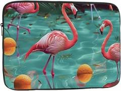 Flamingo Print Laptop Sleeve Case for Men Women Shockproof Travel Office School, black, 13 inch