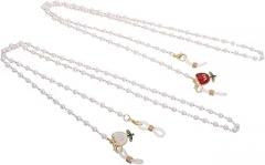 Milisten 4pcs Women’s Flower Pearl Eyeglass Chains Tulip Beaded Glasses Neck Strap Holders Anti-lost Necklace for Glasses and Earphones, Long Red White Eyewear Retainers