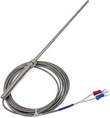 200mm Probe Type Thermocouple Sensor K Type Temperature Measuring Instrument Cable Stainless Steel 1Pcs(Line Length 1m)