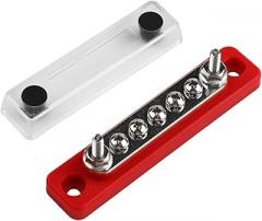 100A 48V DC Busbar Distribution Block Kit With 4 M8 Connectors For Car, Boat, RV, And Solar(Red)