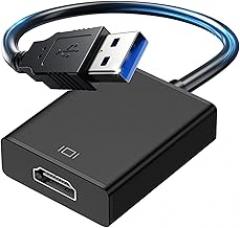 Fululuer USB to HDMI Adapter for Monitor | USB 3.0 to HDMI for PC Laptop MacBook | Compatible with Windows MacOS Android (Jet Black, USB3.0)